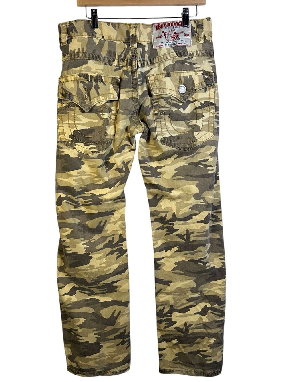 VTG Y2K TRUE RELIGION Joey Super T Camo Jeans Men’s 34 Made USA
